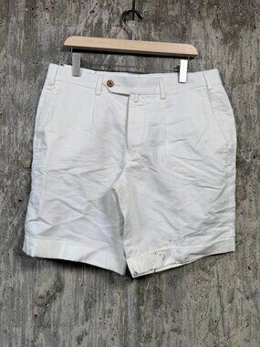 SUITSUPPLY Men's Bennington Pleat Shorts Size 46 in Off White